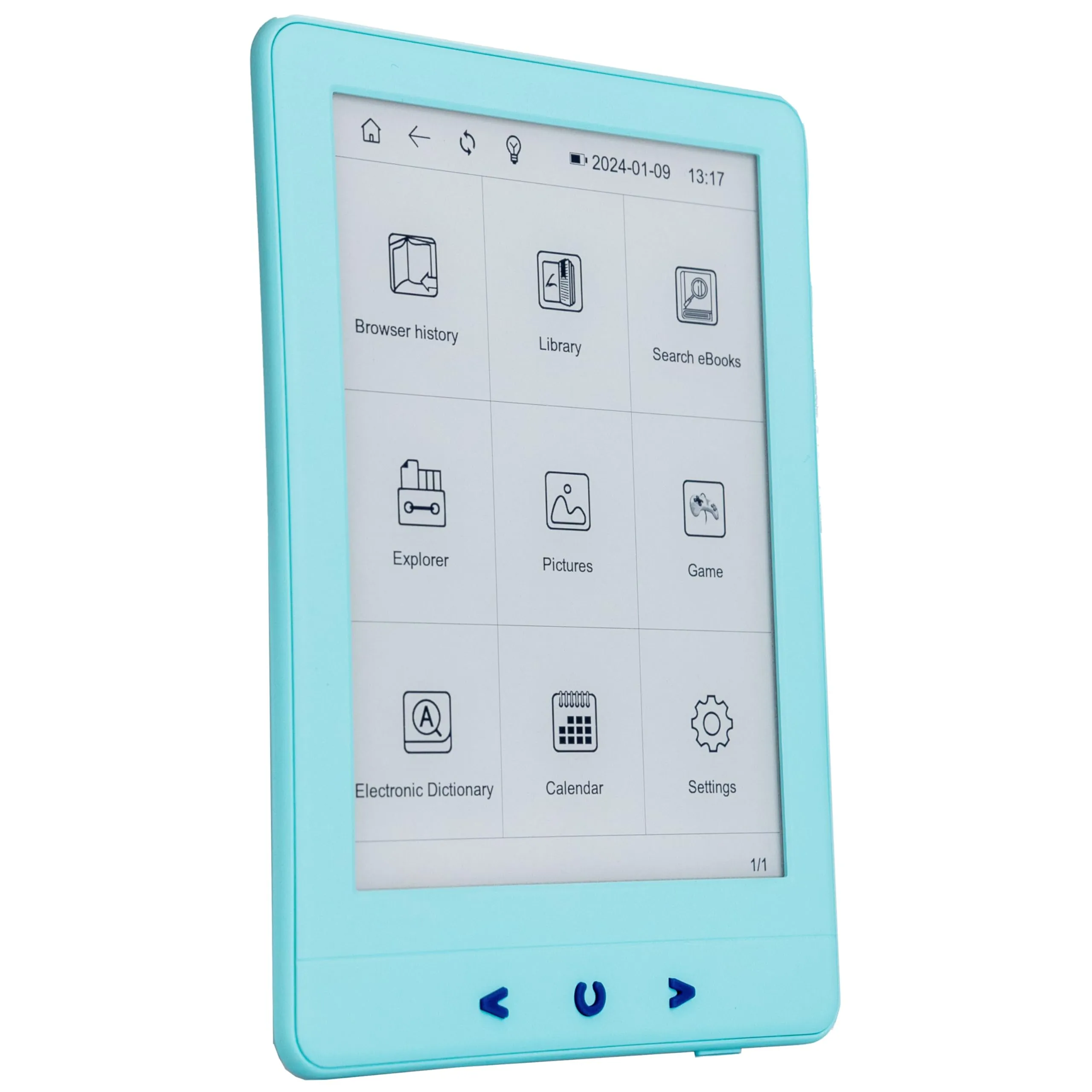 Silvergear® Ebook Reader con Retroilluminazione | Touchscreen E-Ink da 6 Pollici | Memoria da 4 GB per 3000+ E-Books | Antiriflesso e Leggero | Blu - immagine 2