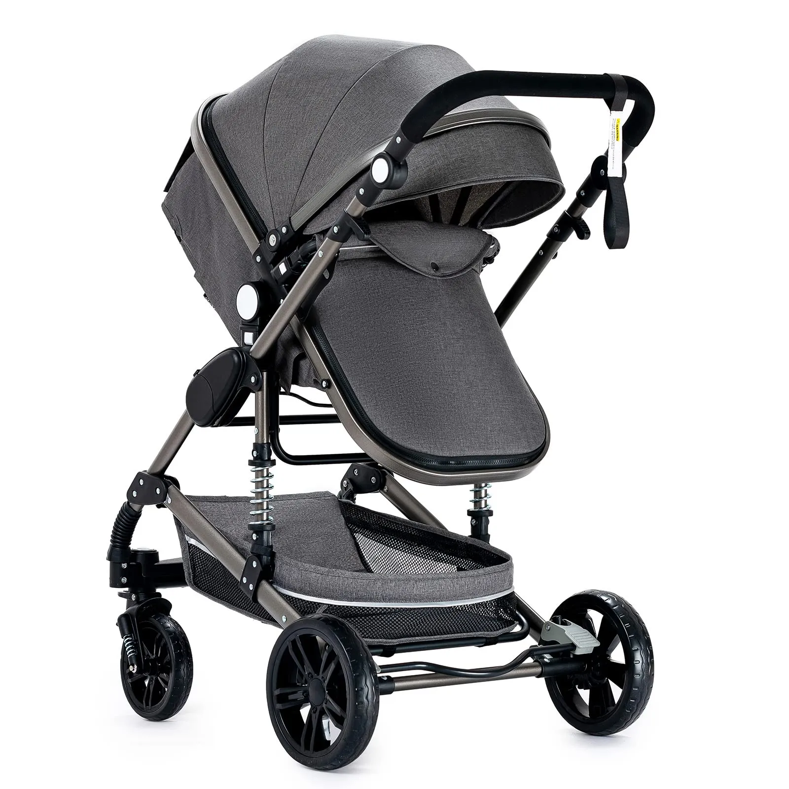 Reenborn Passeggino Trio, Passeggino 3 in 1 con Due Modi Reversibili Spingere, Trio con Telaio Alluminio Paesaggistico Alto, Trio Passeggino Neonati con Design Pieghevole in Un Clic (739 Grey) - immagine 8