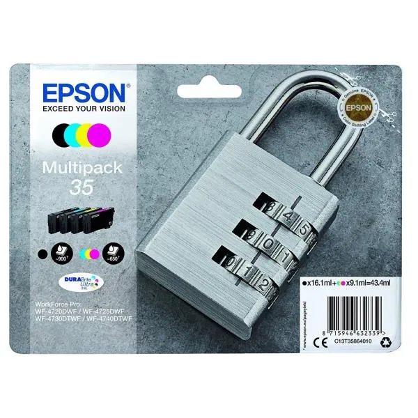 Epson Materiale Di Consumo Cartucce Inchiostro Durabrite Ultra 35 Lucchetto Multipack 1 X 9 1 Ml Giallo 1 9 1 Ciano 1 C13T35864010 - immagine 1