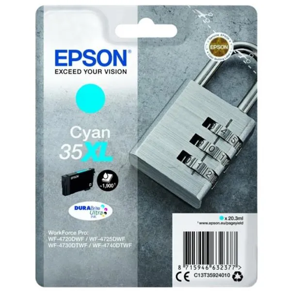 Epson Materiale Di Consumo Cartucce Inchiostro Durabrite Ultra 35XL Lucchetto Confezione Singola 1 X 20 3 Ml Ciano Xl C13T35924010 - immagine 1