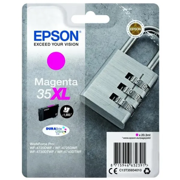 Epson Materiale Di Consumo Cartucce Inchiostro Durabrite Ultra 35XL Lucchetto Confezione Singola 1 X 20 3 Ml Magenta Xl C13T35934010 - immagine 1
