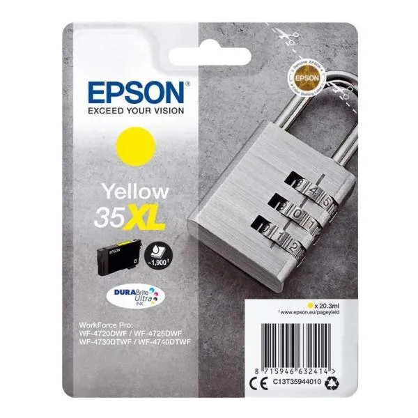 Epson Materiale Di Consumo Cartucce Inchiostro Durabrite Ultra 35XL Lucchetto Confezione Singola 1 X 20 3 Ml Giallo Xl Rf Am C13T35944020 - immagine 1