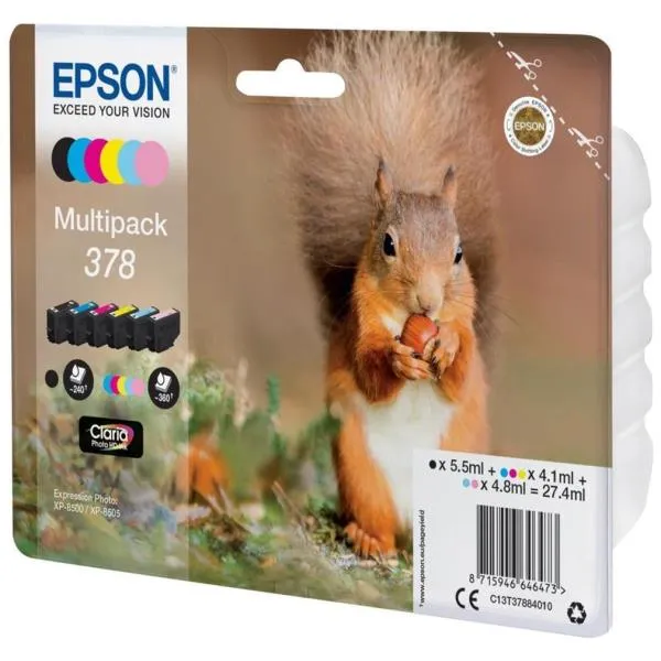 Epson 78, Scoiattolo, Multipack, 1 X 5,5 Ml Nero, 1 4,1 Ciano, 1 4,8 Ciano Chiaro, 1 4,1 Giallo, 1 4,1 Magenta, 1 Mchiar C13T37884020 - immagine 1