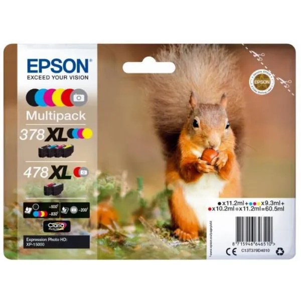 Epson Multipack 6-COLOURS 378XL/478XL Claria Photo HD Ink C13T379D4020 - immagine 1