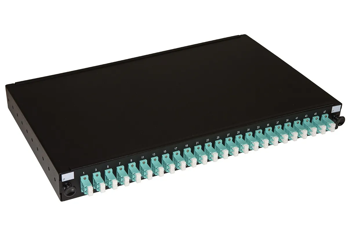 Pannello Fibra Ottica 19 Con 24 Adattatori Lc Duplex Om3 Profondita' 250 Mm Con Pigtail Installati Colore Nero - immagine 1