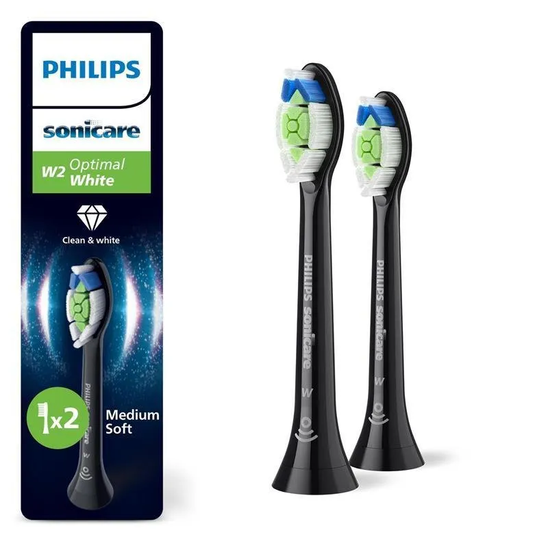 Philips Testine Spazzolino Elettrico 2Pz W2 Optimal White Hx6062/88 Nero - immagine 1