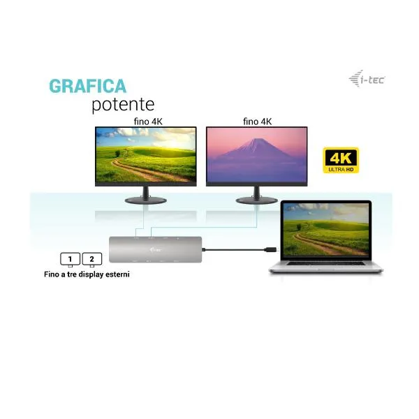 I-Tec Usb-C Metal Nano 2xHDMI Dock+PD100W C31NANOHDM2DOCPD - immagine 1