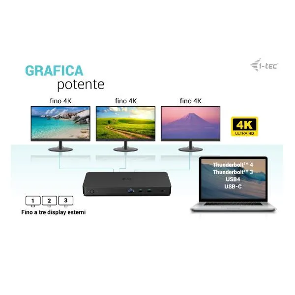 I-Tec Usb-C Triple 4K Display Docking C31TRIPLEDOCKPDPRO2IT - immagine 1