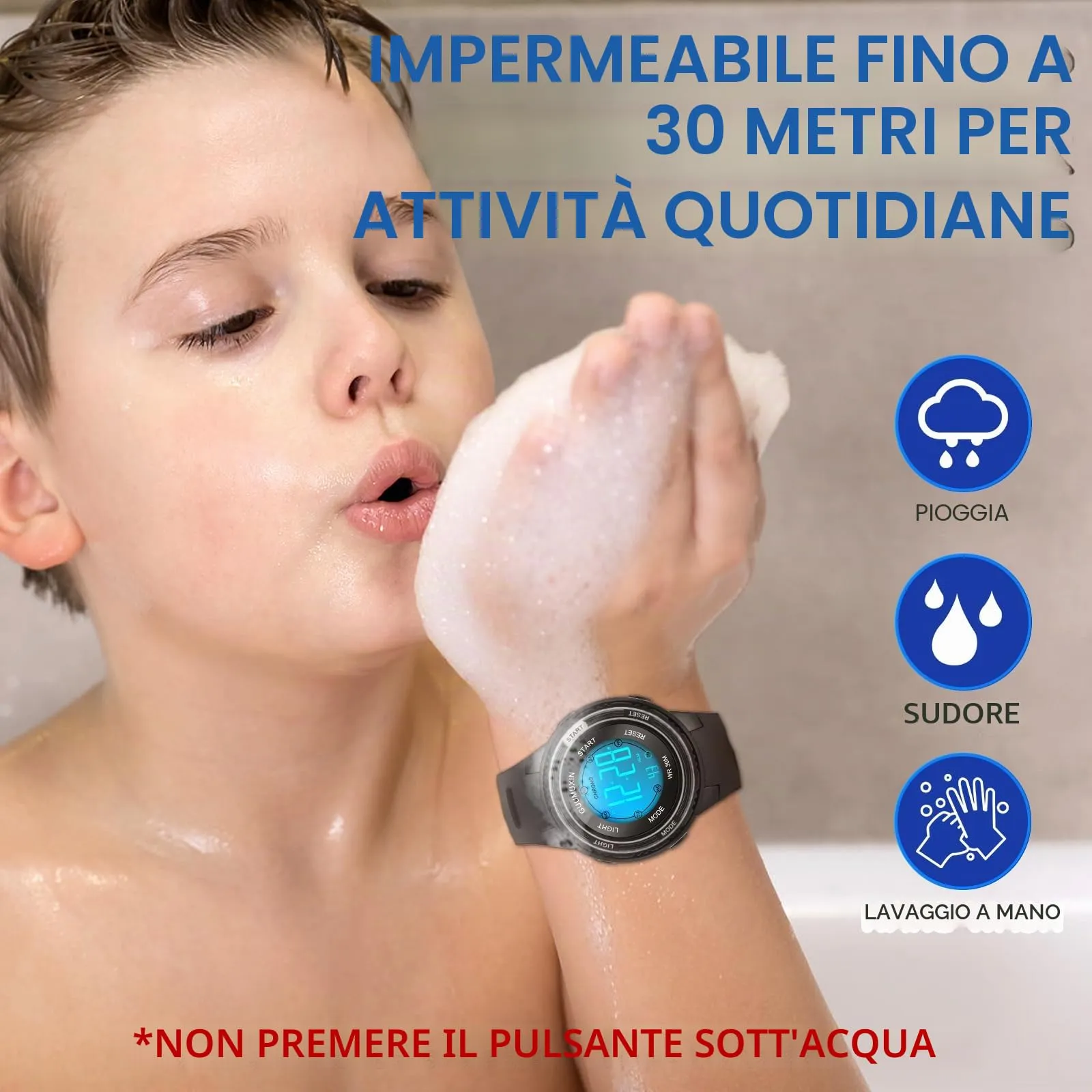 GUUMUXIN Orologio Digitale,7 Luci,3ATM,Sportivo,5-16 Anni - immagine 3
