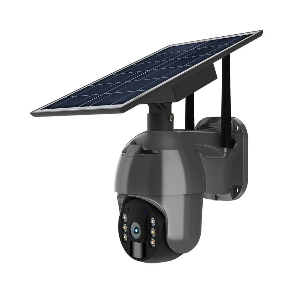 Camera di Videosorveglianza con Pannello Solare HD Orientabile PTZ WiFi Visione Notturna e Sensore di Movimento con Microfono e Altoparlante Integrati Colore Nero - immagine 1