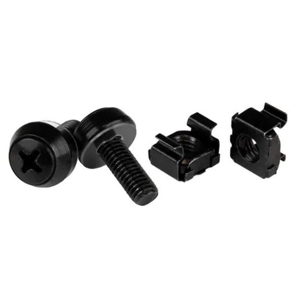 Startech Confezione Da 50 Viti Di Fissaggio E Dadi Ingabbiati Per Armadi Server Rack - M6 X 12mm CABSCREWM6B - immagine 1