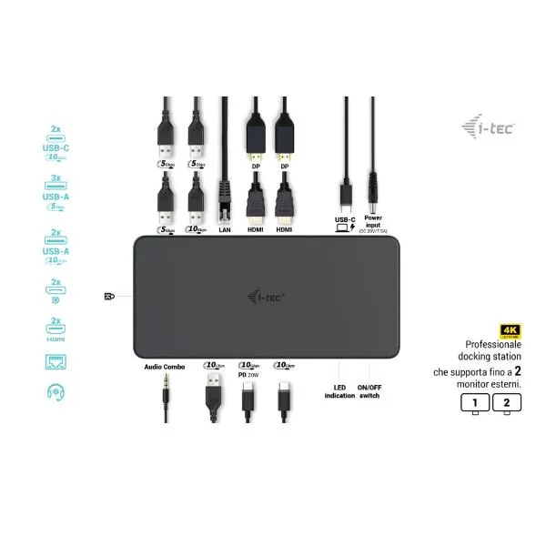 I-Tec USB3.0/C/Thunr3 Dual 4KDocGen2PD100 CADUAL4KDOCKPD2IT - immagine 1