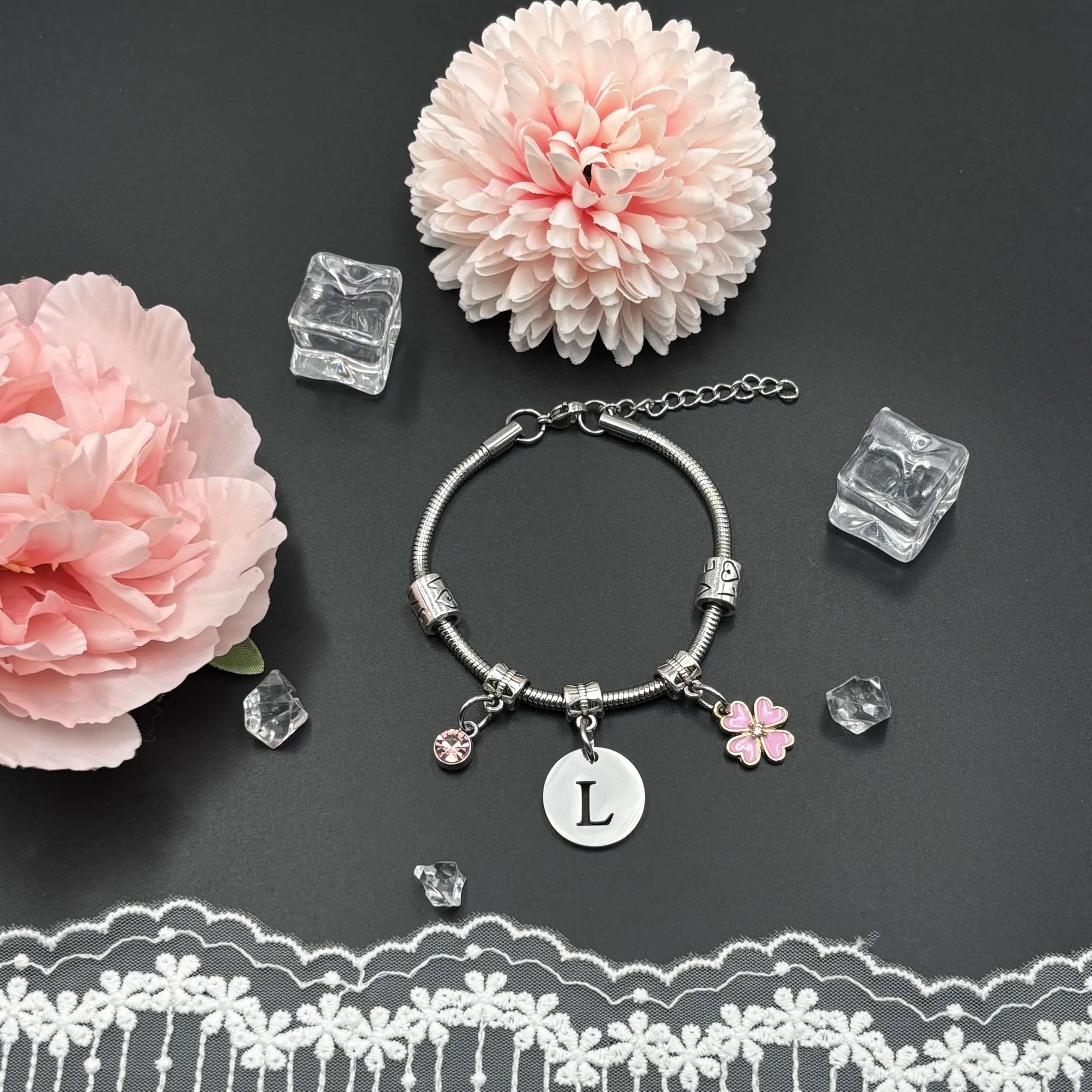 KJKJKJ A-Z 26 Iniziale Ciondolo Bracciale Donne Regalo Personalizzato per Figlia, Sorelle, Amici, Amante - immagine 3