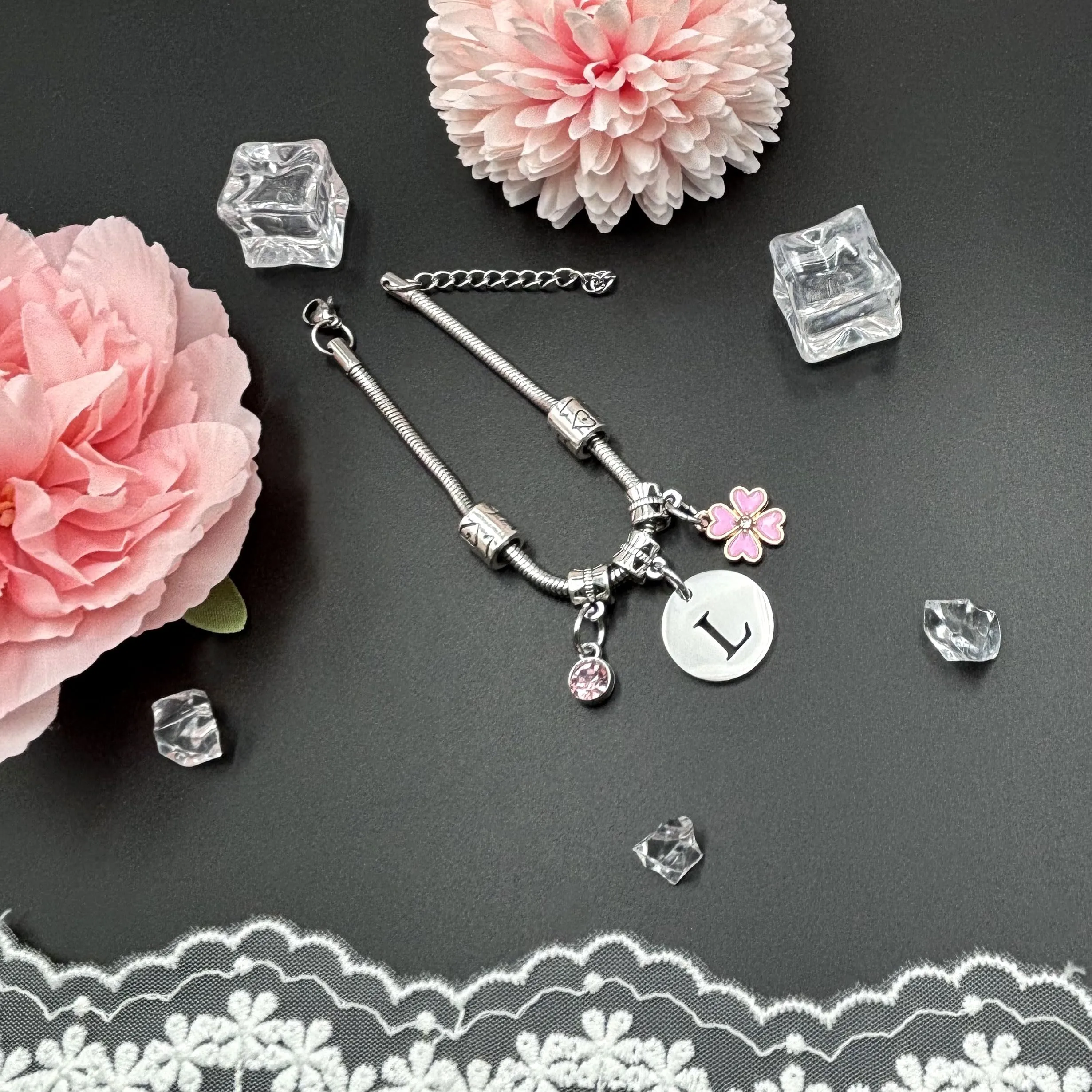 KJKJKJ A-Z 26 Iniziale Ciondolo Bracciale Donne Regalo Personalizzato per Figlia, Sorelle, Amici, Amante - immagine 4