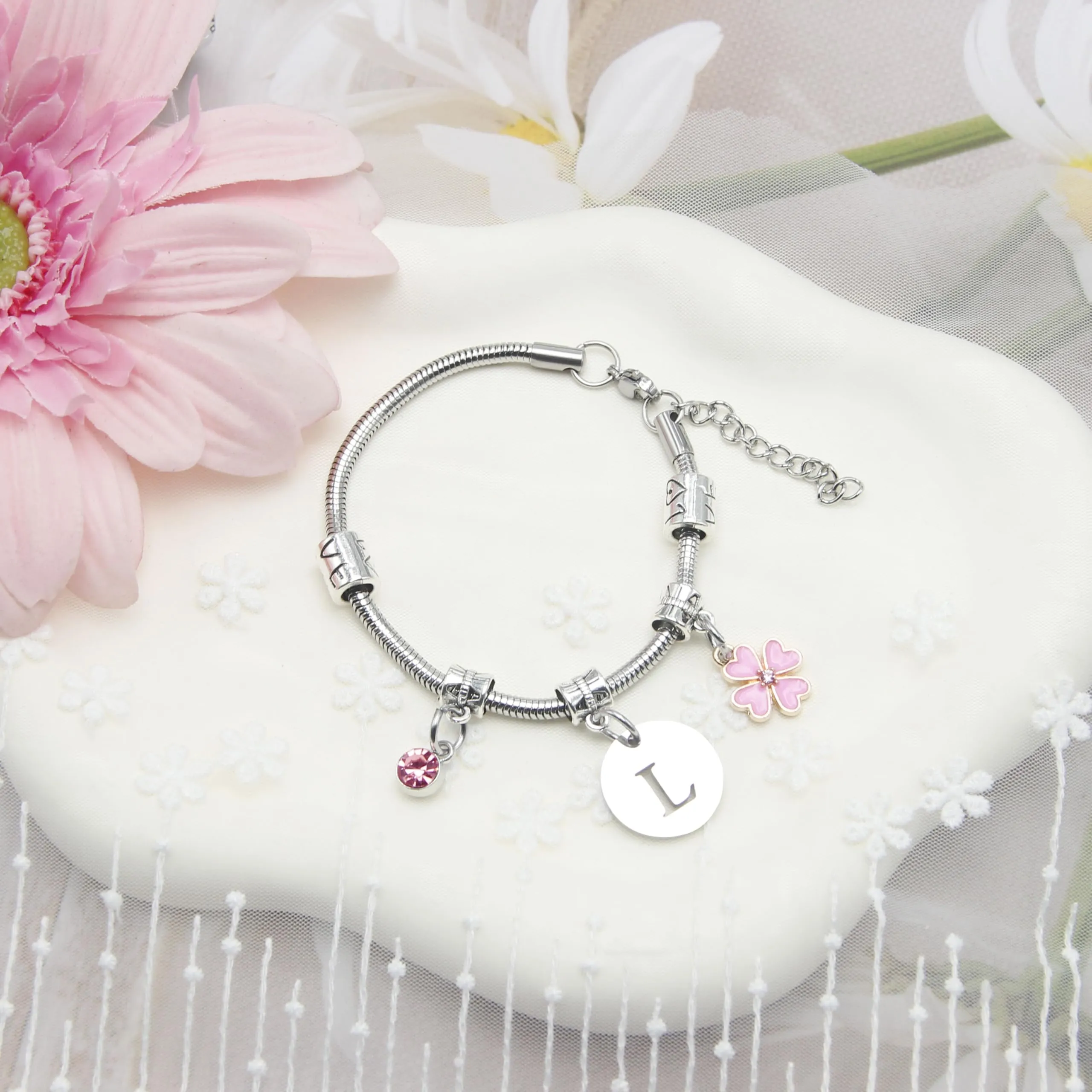 KJKJKJ A-Z 26 Iniziale Ciondolo Bracciale Donne Regalo Personalizzato per Figlia, Sorelle, Amici, Amante - immagine 5