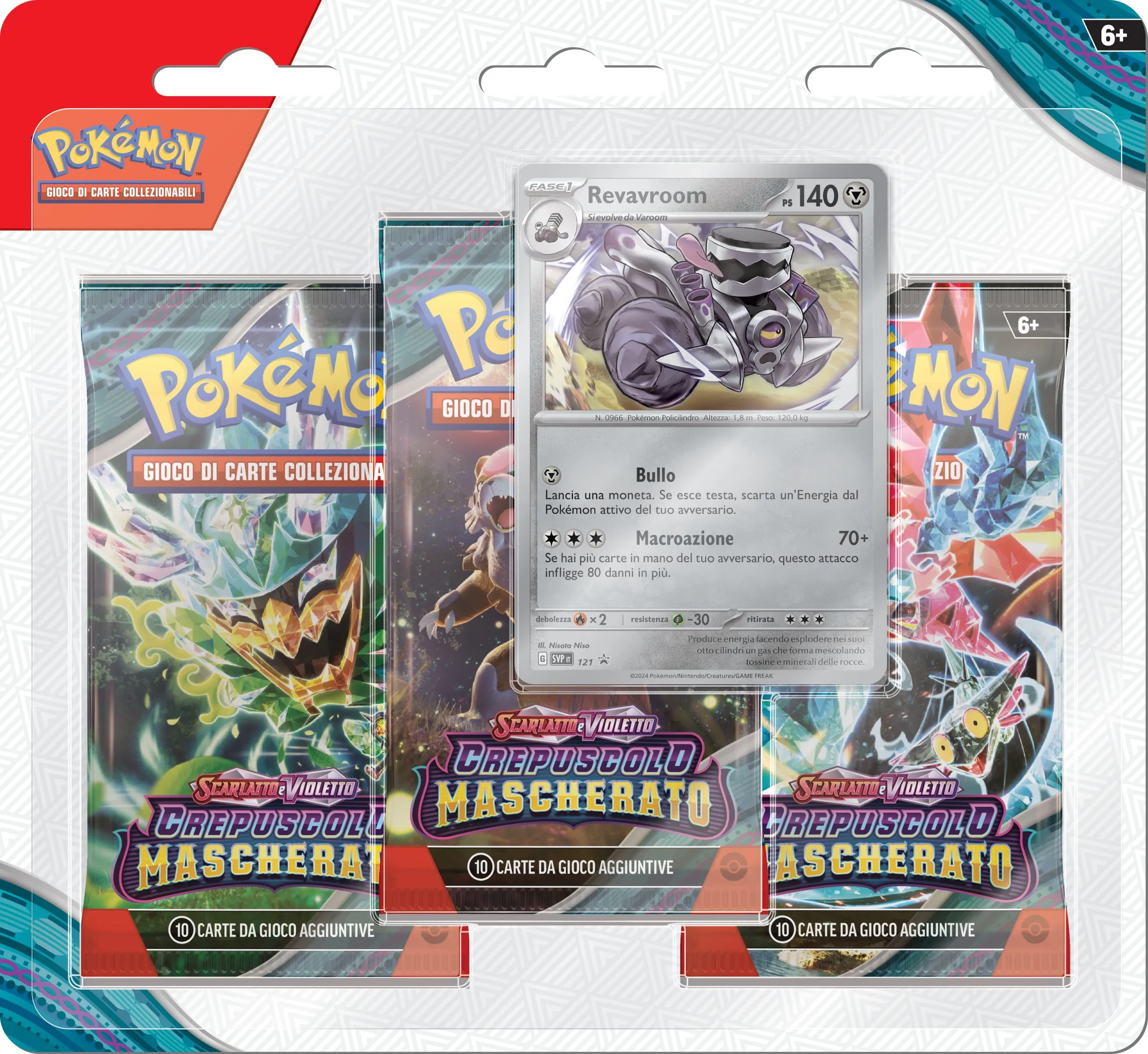 Pokemon Blister 3 Bustine + 1 Card Scarlatto e Violetto - 06 Crepuscolo Mascherato Pk60503-i - immagine 1
