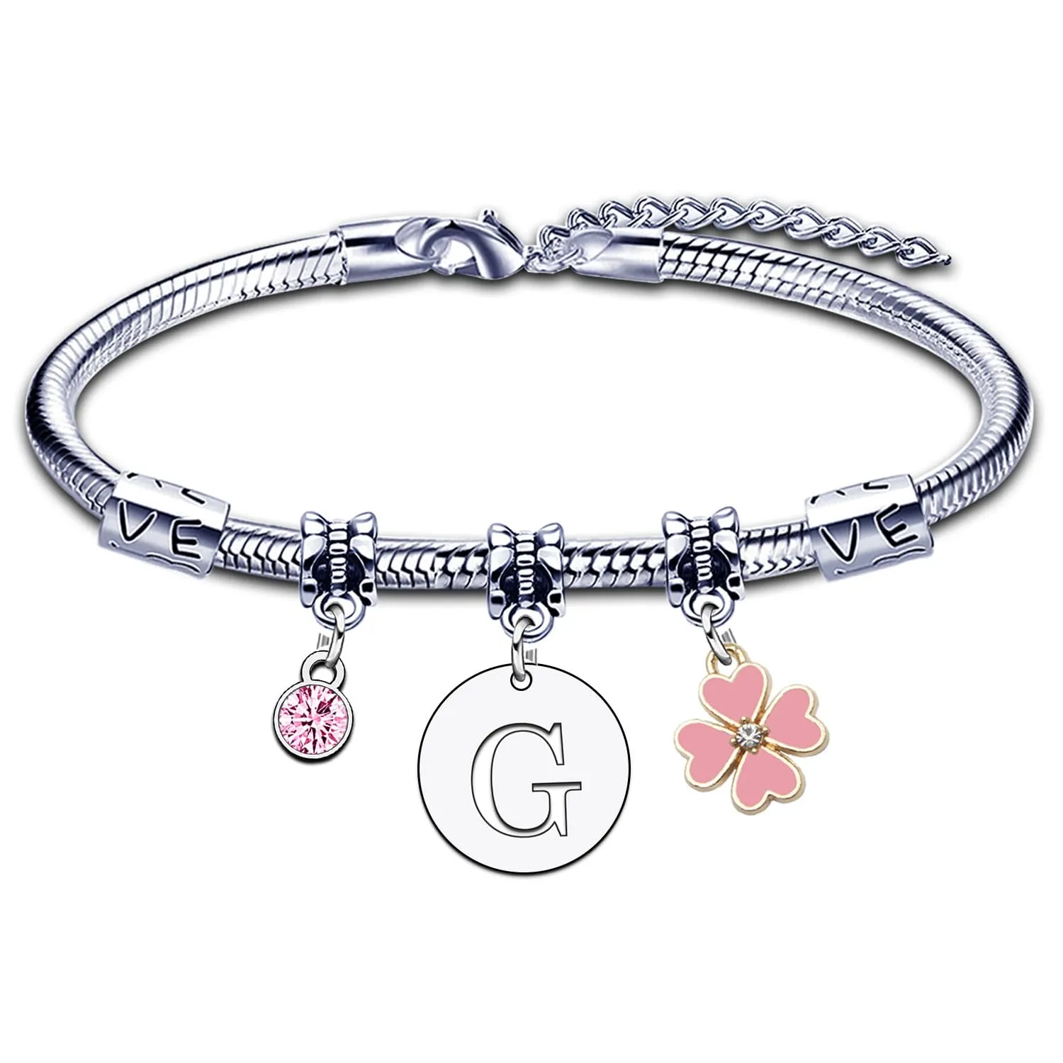KJKJKJ A-Z 26 Lettera Iniziale Ciondolo Bracciale per Donne - Regalo Personalizzato per Figlia, Sorelle, Amici, Amante - Compleanno, Natale, Laurea - immagine 1