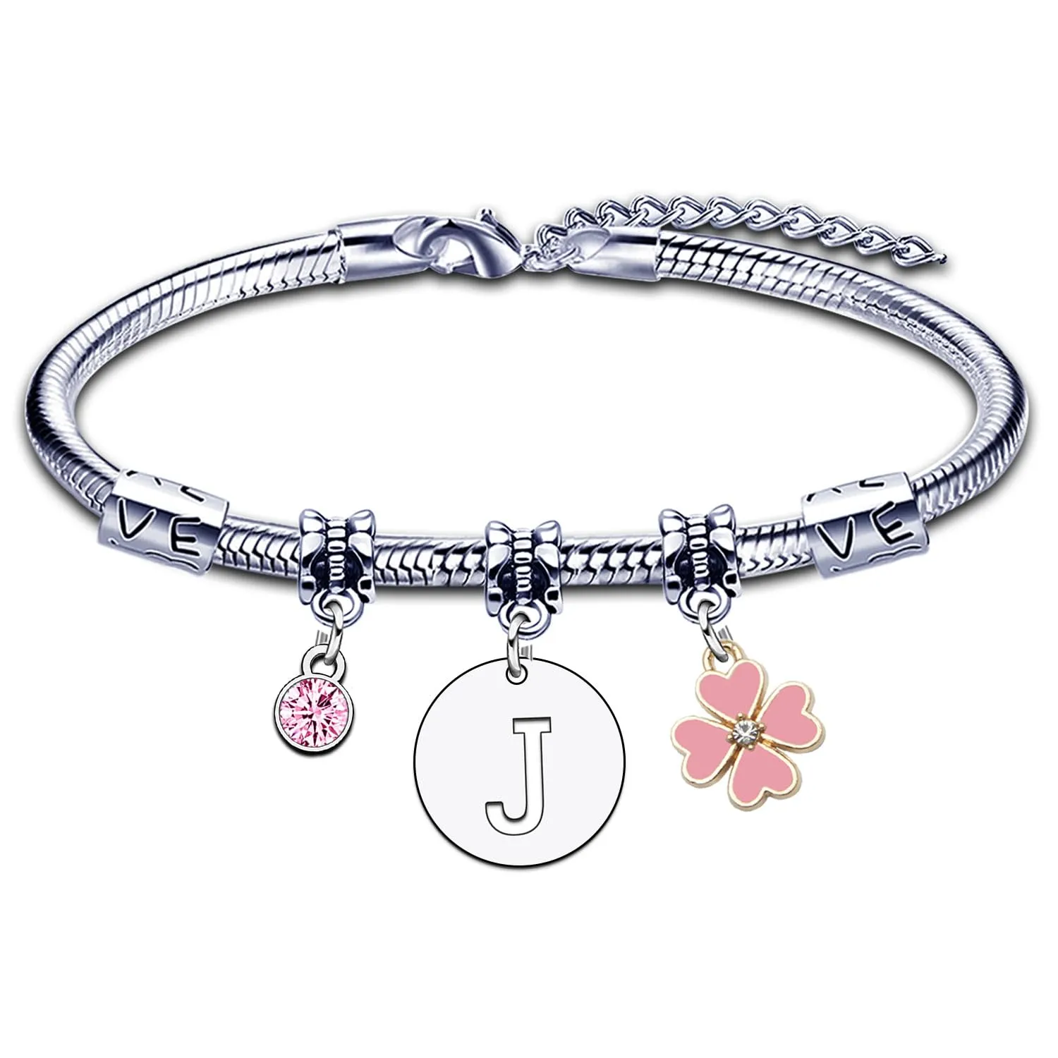 KJKJKJ A-Z 26 Lettera Iniziale Ciondolo Bracciale Personalizzato - Regalo Compleanno Figlia, Sorelle, Amici, Amante - Idee Natale Laurea - immagine 1