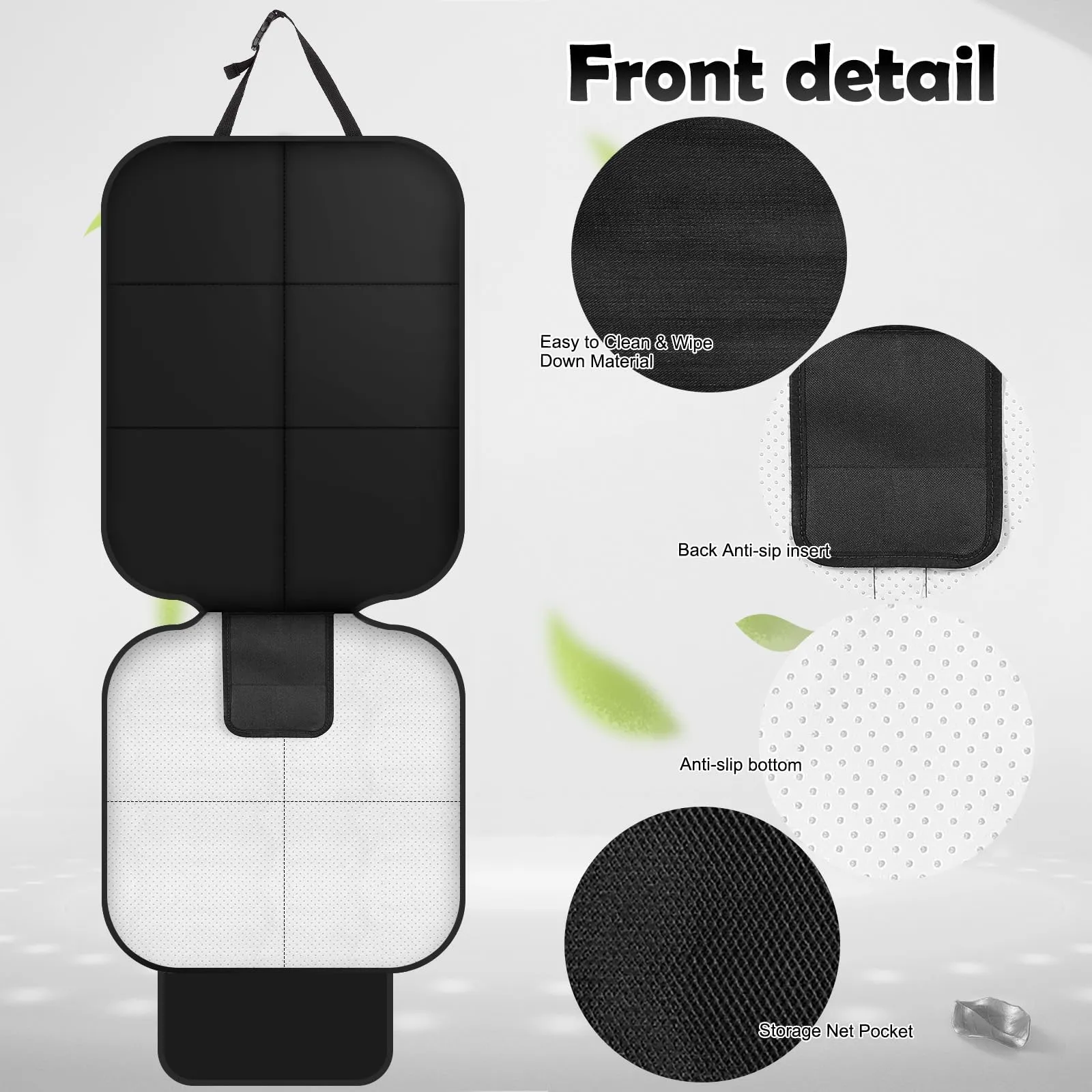 AiQInu Protezione Sedile Auto, 2Pcs Protezioni Per Seggiolino Auto Impermeabile Antiscivolo per Bambini Compatibile con 2 Tasche Portaoggetti per Suv,Berlina,Seggiolino Auto in Pelle E Tessuto - immagine 4