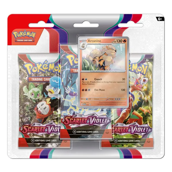 Pokemon Scarlatto e Violetto Blister 3 Buste con Carta Promo Arcanine - Italiano Car2118 - immagine 1