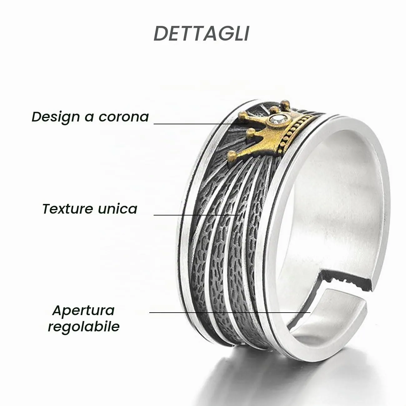KONFEN Anello Uomo Vichingo Intagliati Regolabile, Anelli Aperti Vintage Hip Pop Gothic Punk Classic Gioielli dalla Struttura Pollice Mignolo Unica, Argento - immagine 5