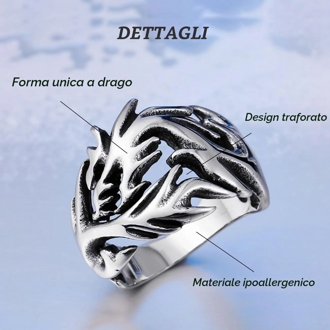 KONFEN Anello Uomo Vichingo Intagliati Regolabile, Anelli Aperti Vintage Hip Pop Gothic Punk Classic Gioielli dalla Struttura Pollice Mignolo Unica, Argento - immagine 4