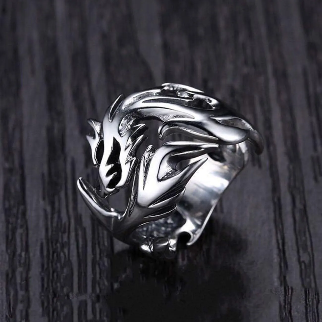 KONFEN Anello Uomo Vichingo Intagliati Regolabile, Anelli Aperti Vintage Hip Pop Gothic Punk Classic Gioielli dalla Struttura Pollice Mignolo Unica, Argento - immagine 5