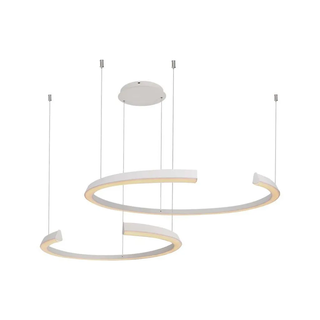 V-TAC Lampadario LED a Sospensione con 2 Mezzaluna 48W in Metallo Colore Bianco 110*80*120cm 3000K Triac Dimmerabile - immagine 1