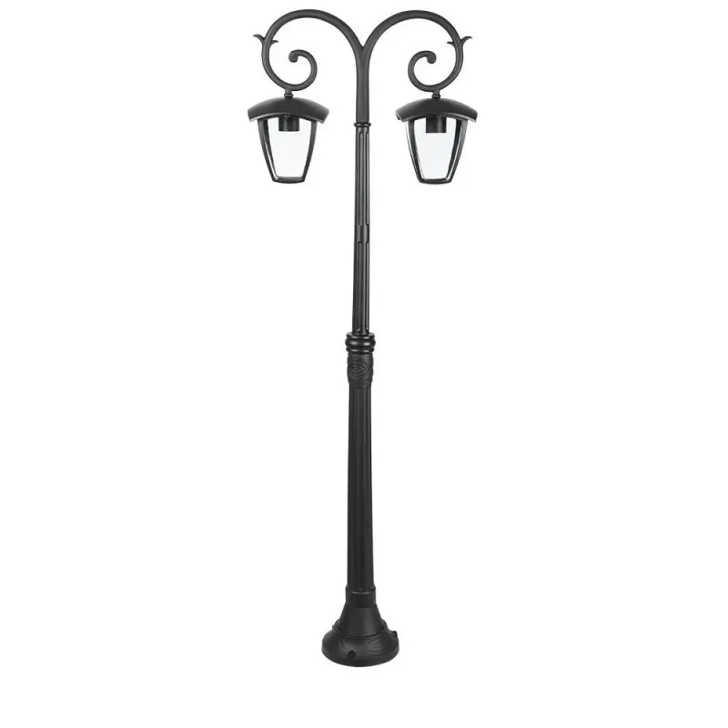 V-TAC Lampione LED con Portalampada E27 (Max 2*60W) Colore Nero h: 141cm IP44 - immagine 1