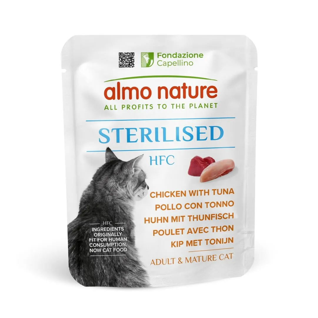 Almo Nature HFC Functional Sterilised - Alimento Umido per Gatti Adulti - Pollo con Tonno - Qualità Human Grade, Senza Glutine - 50g, Confezione da 24 - immagine 1