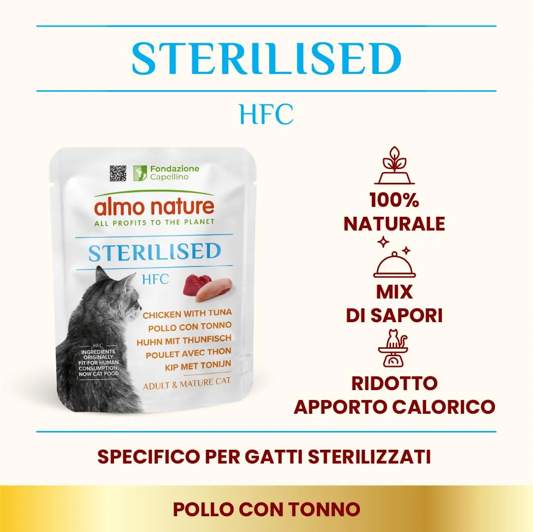 Almo Nature HFC Functional Sterilised - Alimento Umido per Gatti Adulti - Pollo con Tonno - Qualità Human Grade, Senza Glutine - 50g, Confezione da 24 - immagine 2