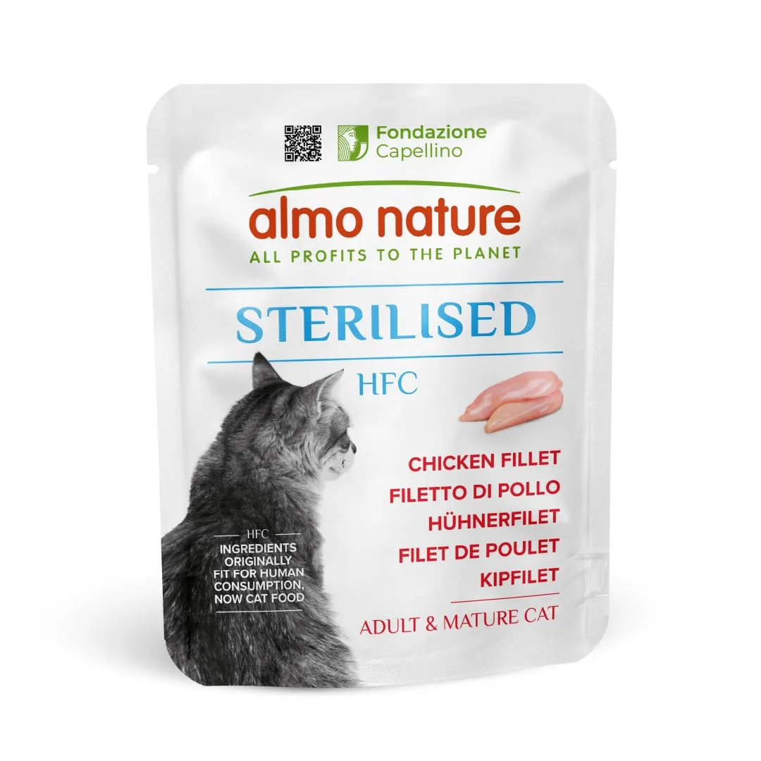 Almo Nature HFC Functional Sterilised - Alimento Umido per Gatti Adulti - Filetto di Pollo - Qualità Human Grade, Senza Glutine, Monoproteico - 50g, Confezione da 24 - immagine 1