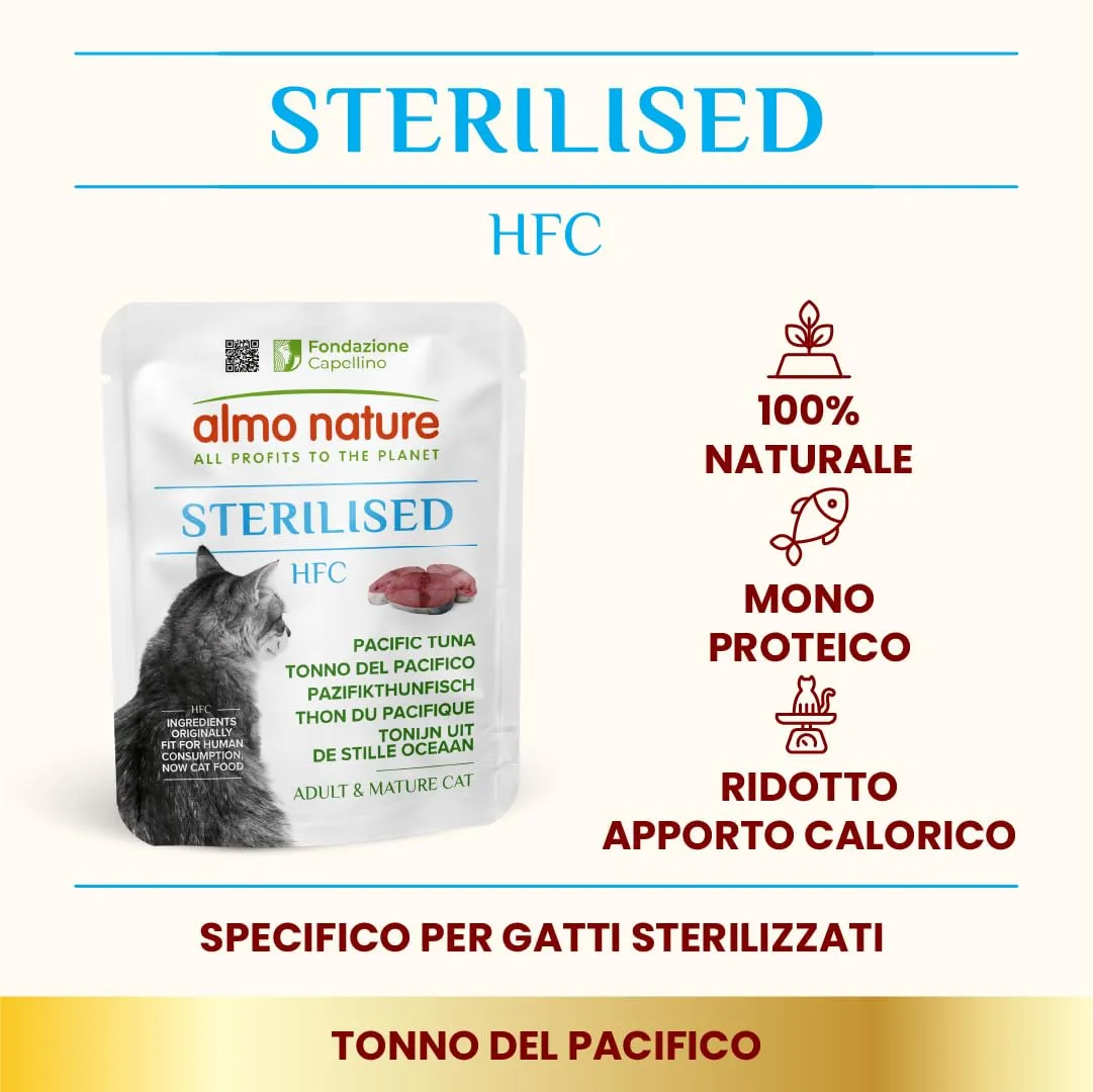Almo Nature HFC Functional Sterilised - Alimento Umido per Gatti Adulti - Tonno del Pacifico - Qualità Human Grade, Senza Glutine, Monoproteico - 50g, Confezione da 24 - immagine 2