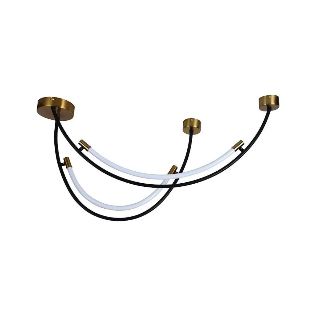 V-TAC Lampadario LED a Sospensione con 2 Mezzaluna 20W in Metallo Nero e Ottone 100*60*47.5Cm 4000K - immagine 1