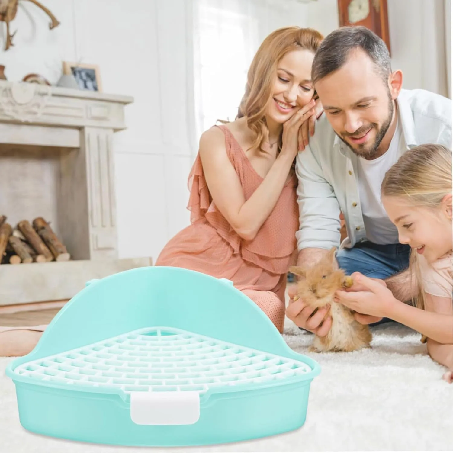 MEISO Toilette per Coniglio, Toilette per Animali Domestici, Vasino Addestrativo per Criceti, Toilette per Animali di Piccola Taglia di Triangolo per Coniglietti, Cincillà, Cavia (Blu) - immagine 5