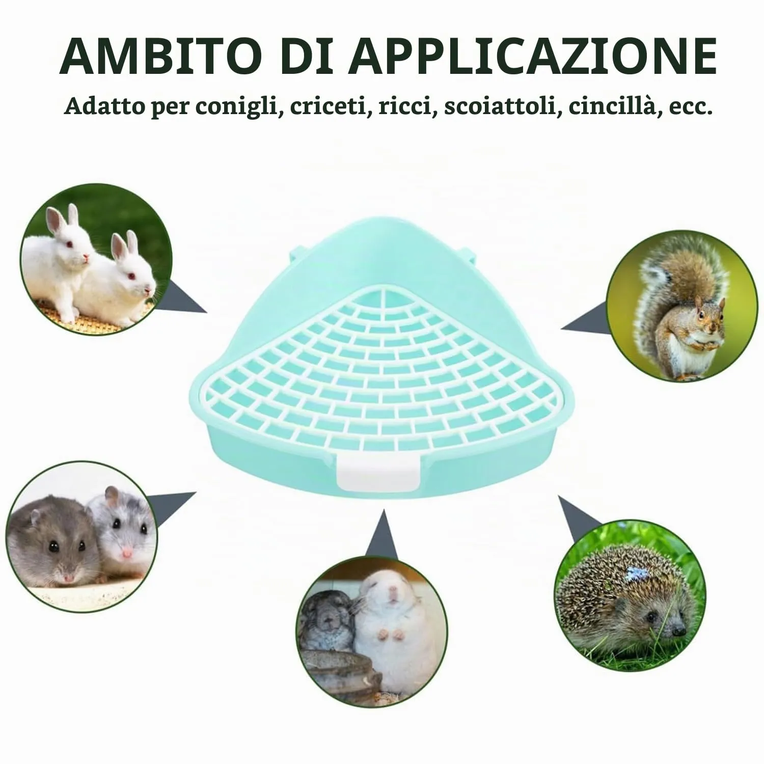 MEISO Toilette per Coniglio, Toilette per Animali Domestici, Vasino Addestrativo per Criceti, Toilette per Animali di Piccola Taglia di Triangolo per Coniglietti, Cincillà, Cavia (Blu) - immagine 7
