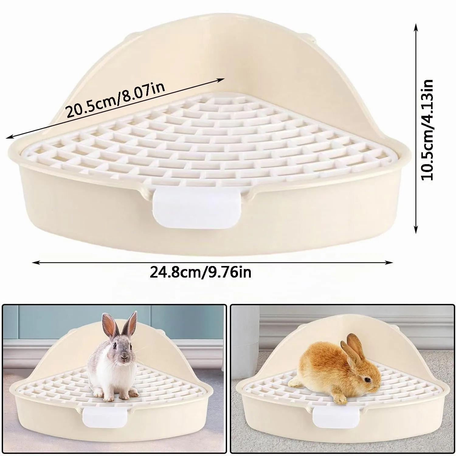 MEISO Toilette per Coniglio, Toilette per Animali Domestici, Vasino Addestrativo per Criceti, Toilette per Animali di Piccola Taglia di Triangolo per Coniglietti, Cincillà, Cavia (Bianco) - immagine 2