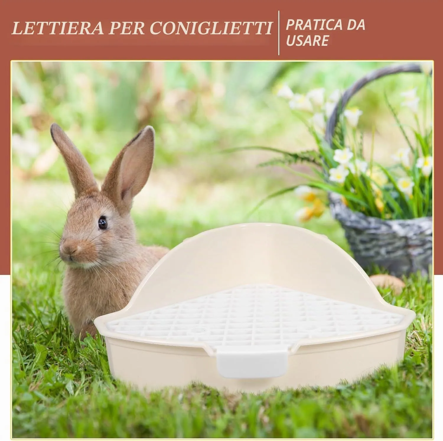 MEISO Toilette per Coniglio, Toilette per Animali Domestici, Vasino Addestrativo per Criceti, Toilette per Animali di Piccola Taglia di Triangolo per Coniglietti, Cincillà, Cavia (Bianco) - immagine 5