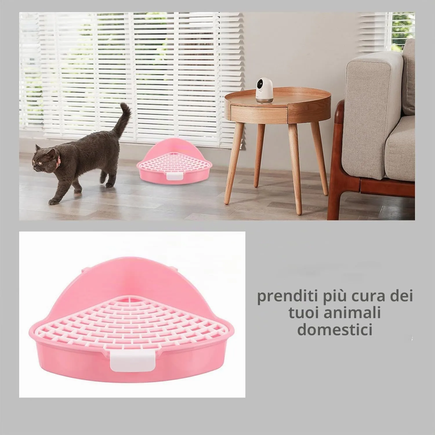 MEISO Toilette per Coniglio, Toilette per Animali Domestici, Vasino Addestrativo per Criceti, Toilette per Animali di Piccola Taglia di Triangolo per Coniglietti, Cincillà, Cavia (Rosa) - immagine 4