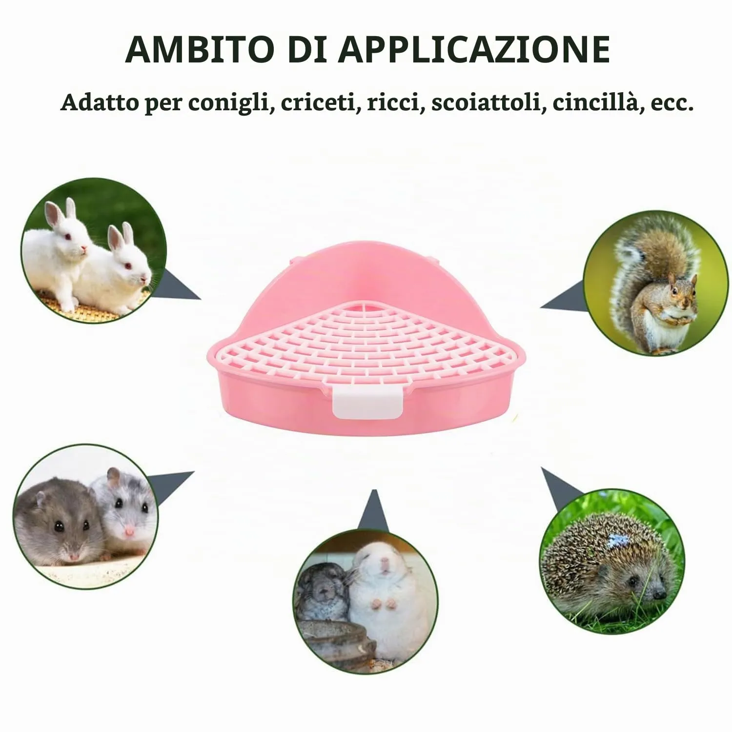 MEISO Toilette per Coniglio, Toilette per Animali Domestici, Vasino Addestrativo per Criceti, Toilette per Animali di Piccola Taglia di Triangolo per Coniglietti, Cincillà, Cavia (Rosa) - immagine 7