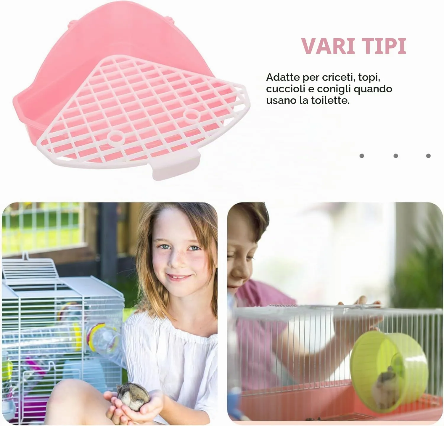 MEISO Toilette per Coniglio, Toilette per Animali Domestici, Vasino Addestrativo per Criceti, Toilette per Animali di Piccola Taglia di Triangolo per Coniglietti, Cincillà, Cavia (Rosa) - immagine 8