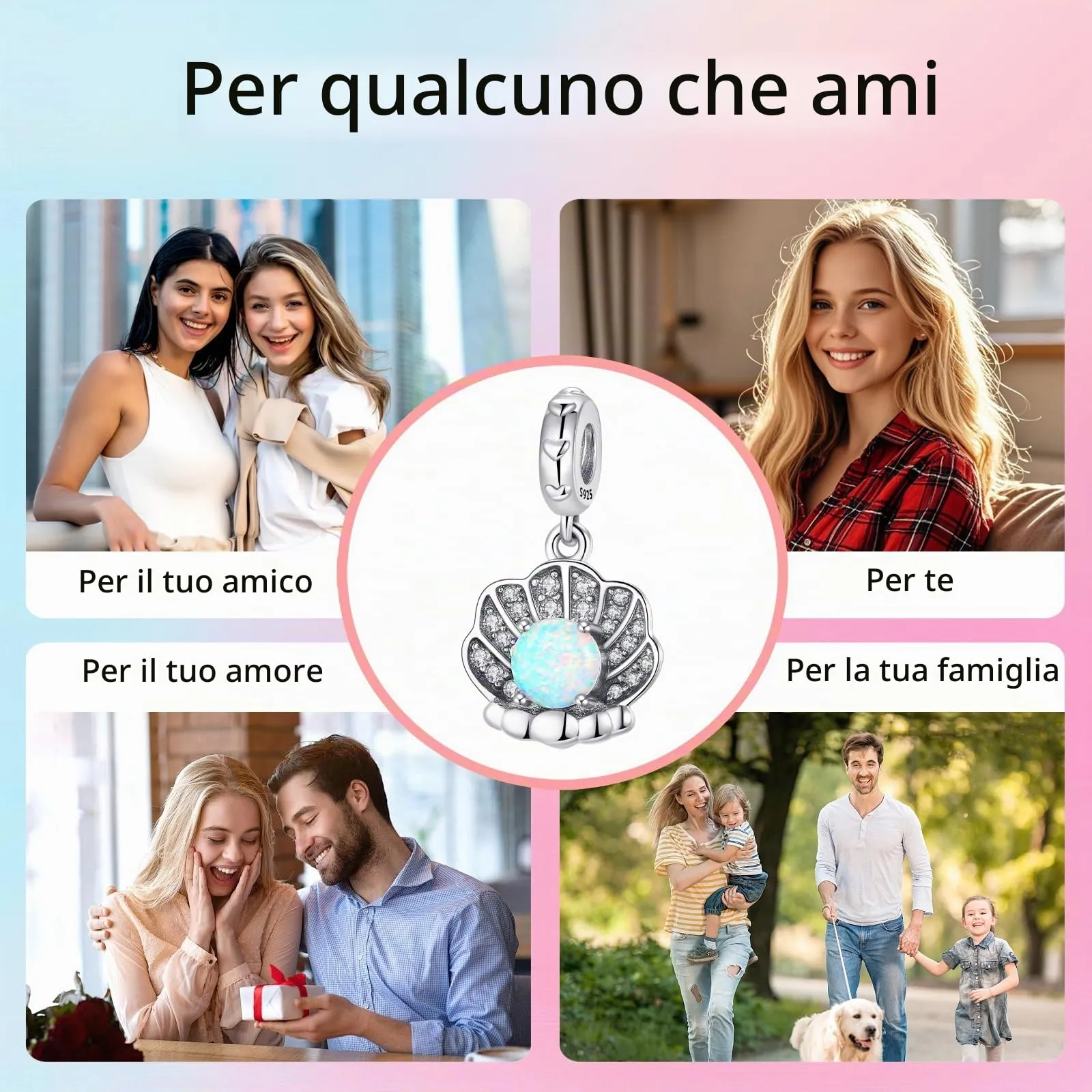 XWN Ciondolo Argento Sterling 925 con Cubic Zirconia Pendenti per Pandora Braccialetti, Compatibile con Braccialetti e Collane europei, perfetto Regali per Moglie e Ragazze - immagine 7