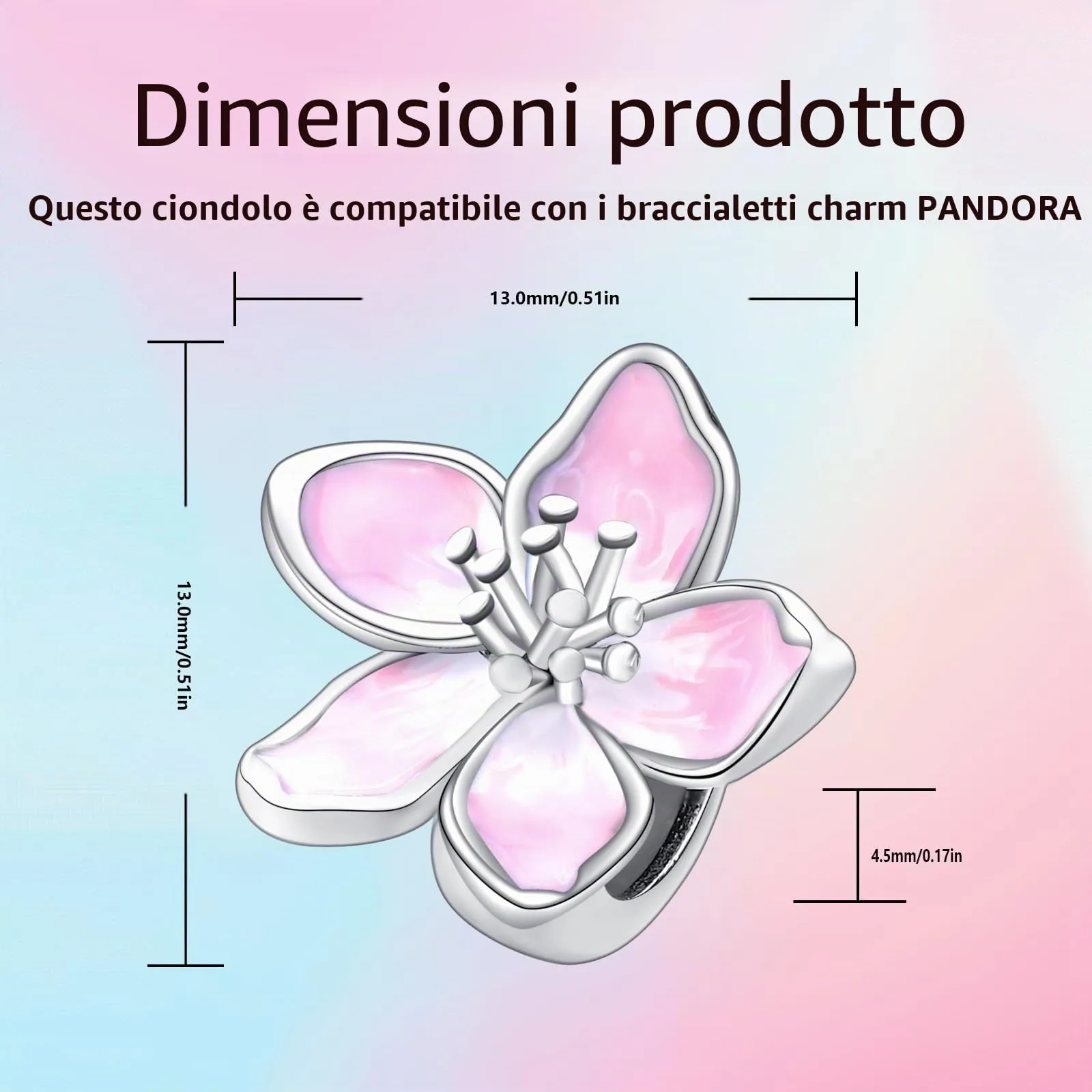 XWN Ciondolo Argento Sterling 925 con Cubic Zirconia Pendenti per Pandora Braccialetti, Compatibile con Braccialetti e Collane europei, perfetto Regali per Moglie e Ragazze - immagine 2