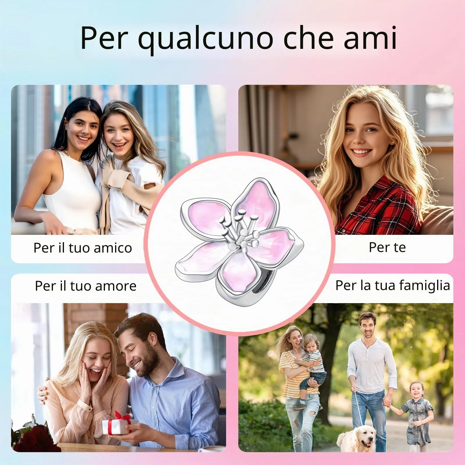 XWN Ciondolo Argento Sterling 925 con Cubic Zirconia Pendenti per Pandora Braccialetti, Compatibile con Braccialetti e Collane europei, perfetto Regali per Moglie e Ragazze - immagine 7