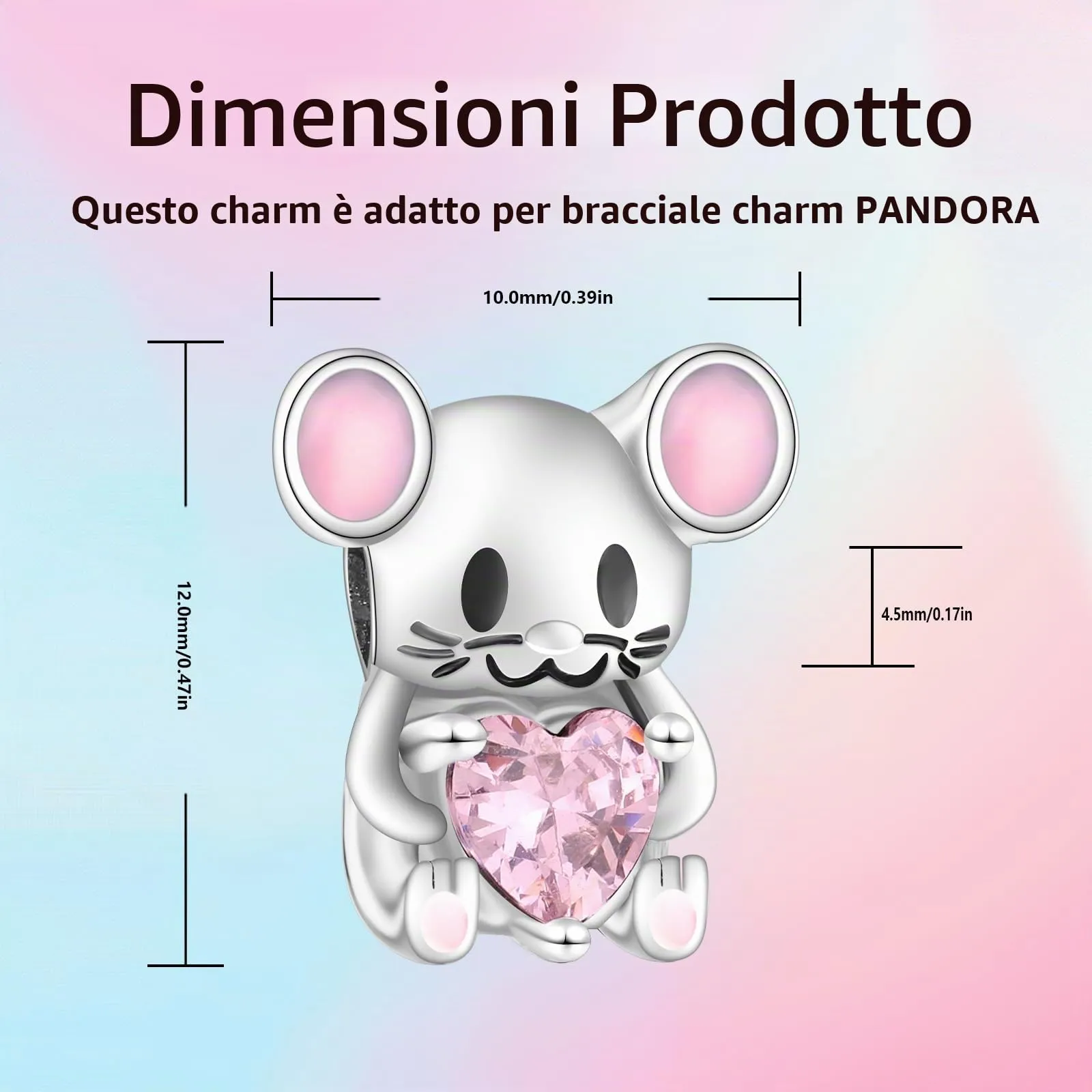 XWN Ciondolo Argento Sterling 925 con Cubic Zirconia Pendenti per Pandora Braccialetti, Compatibile con Braccialetti e Collane europei, perfetto Regali per Moglie e Ragazze - immagine 2