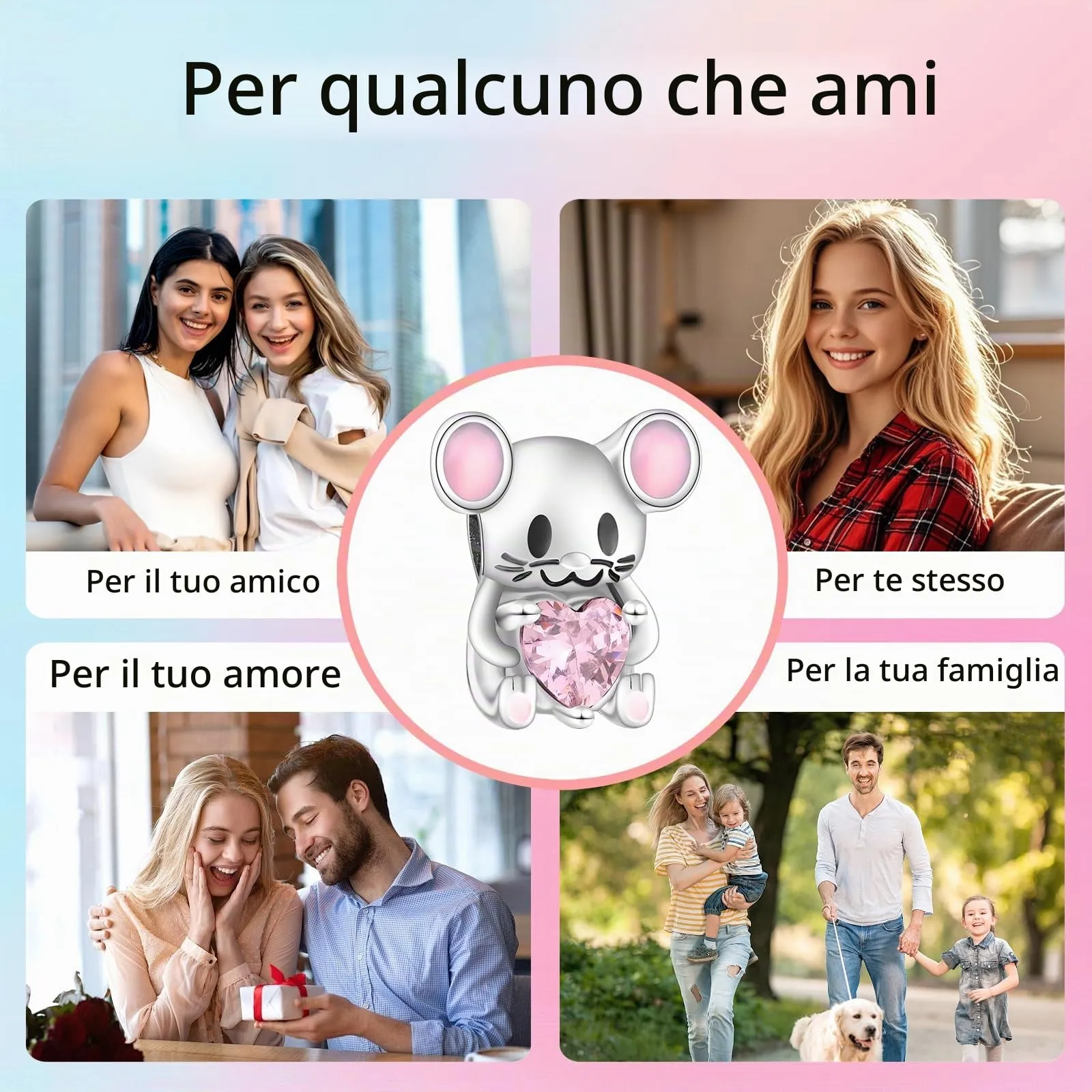 XWN Ciondolo Argento Sterling 925 con Cubic Zirconia Pendenti per Pandora Braccialetti, Compatibile con Braccialetti e Collane europei, perfetto Regali per Moglie e Ragazze - immagine 7