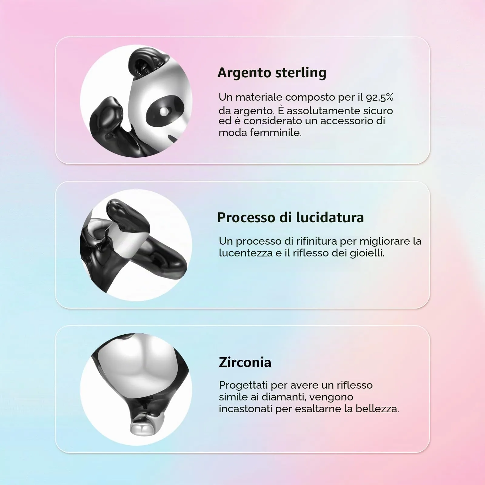 XWN Ciondolo Argento Sterling 925 con Cubic Zirconia Pendenti per Pandora Braccialetti, Compatibile con Braccialetti e Collane europei, perfetto Regali per Moglie e Ragazze - immagine 3