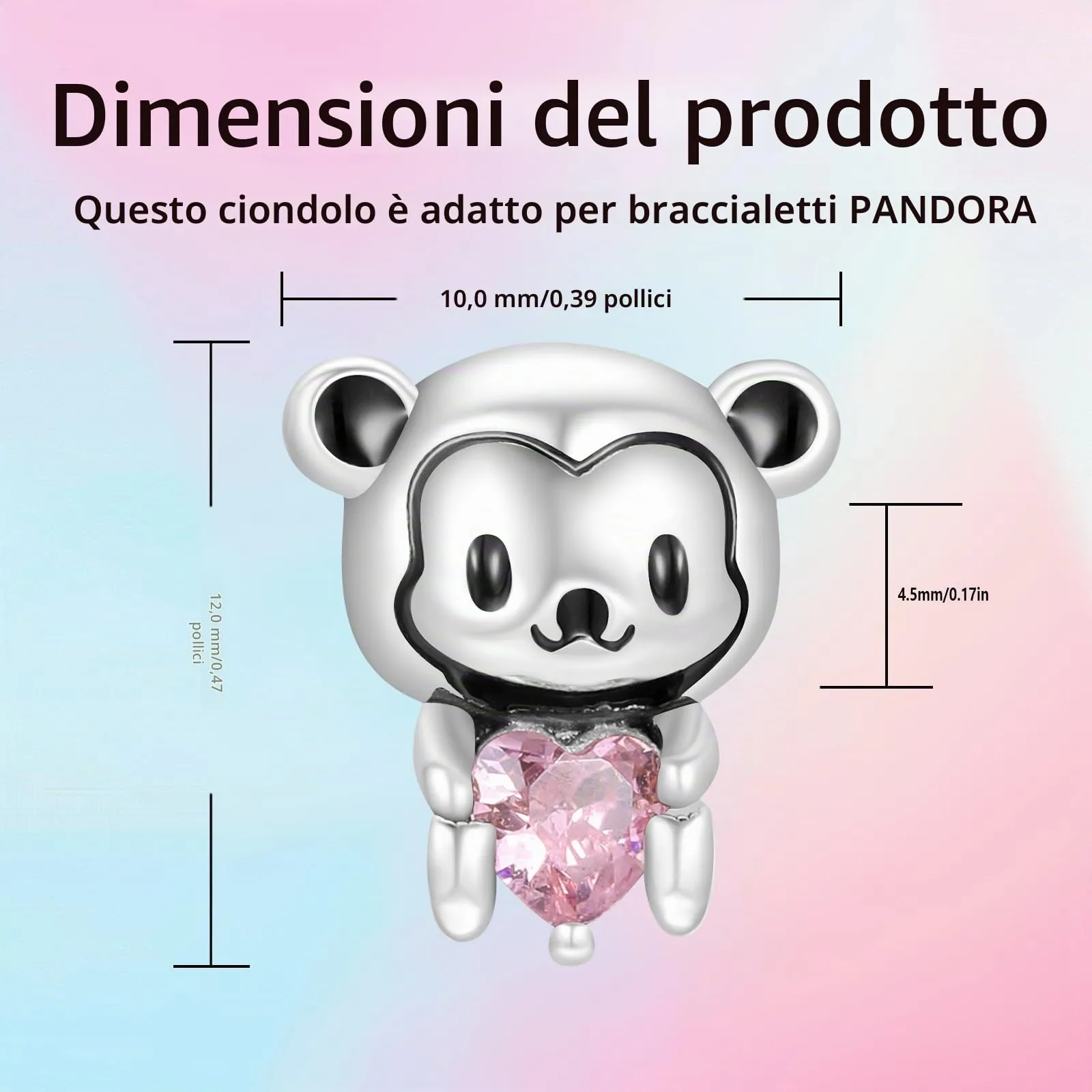 XWN Ciondolo Argento Sterling 925 con Cubic Zirconia Pendenti per Pandora Braccialetti, Compatibile con Braccialetti e Collane europei, perfetto Regali per Moglie e Ragazze - immagine 2