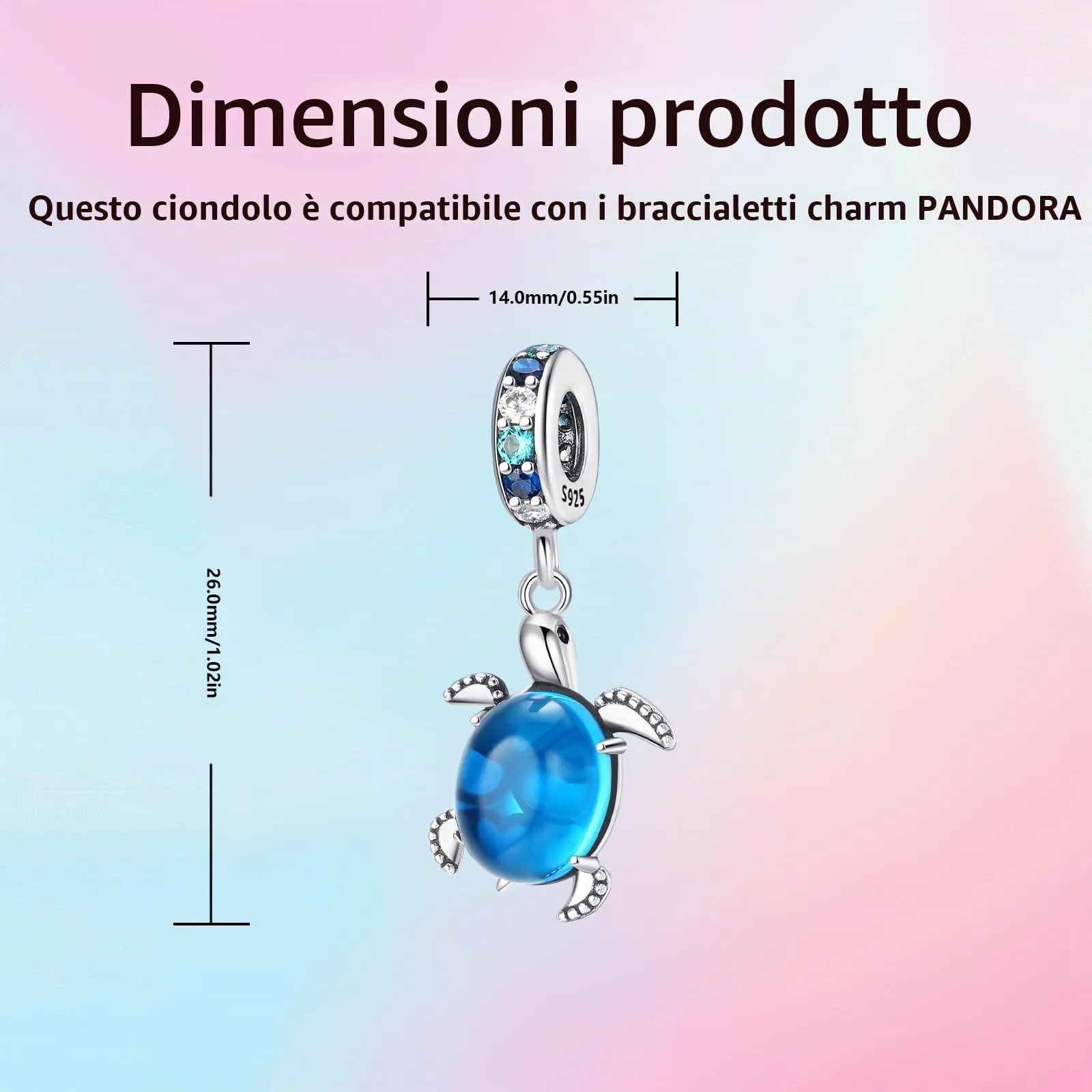 XWN Ciondolo Argento Sterling 925 con Cubic Zirconia Pendenti per Pandora Braccialetti, Compatibile con Braccialetti e Collane europei, perfetto Regali per Moglie e Ragazze - immagine 2
