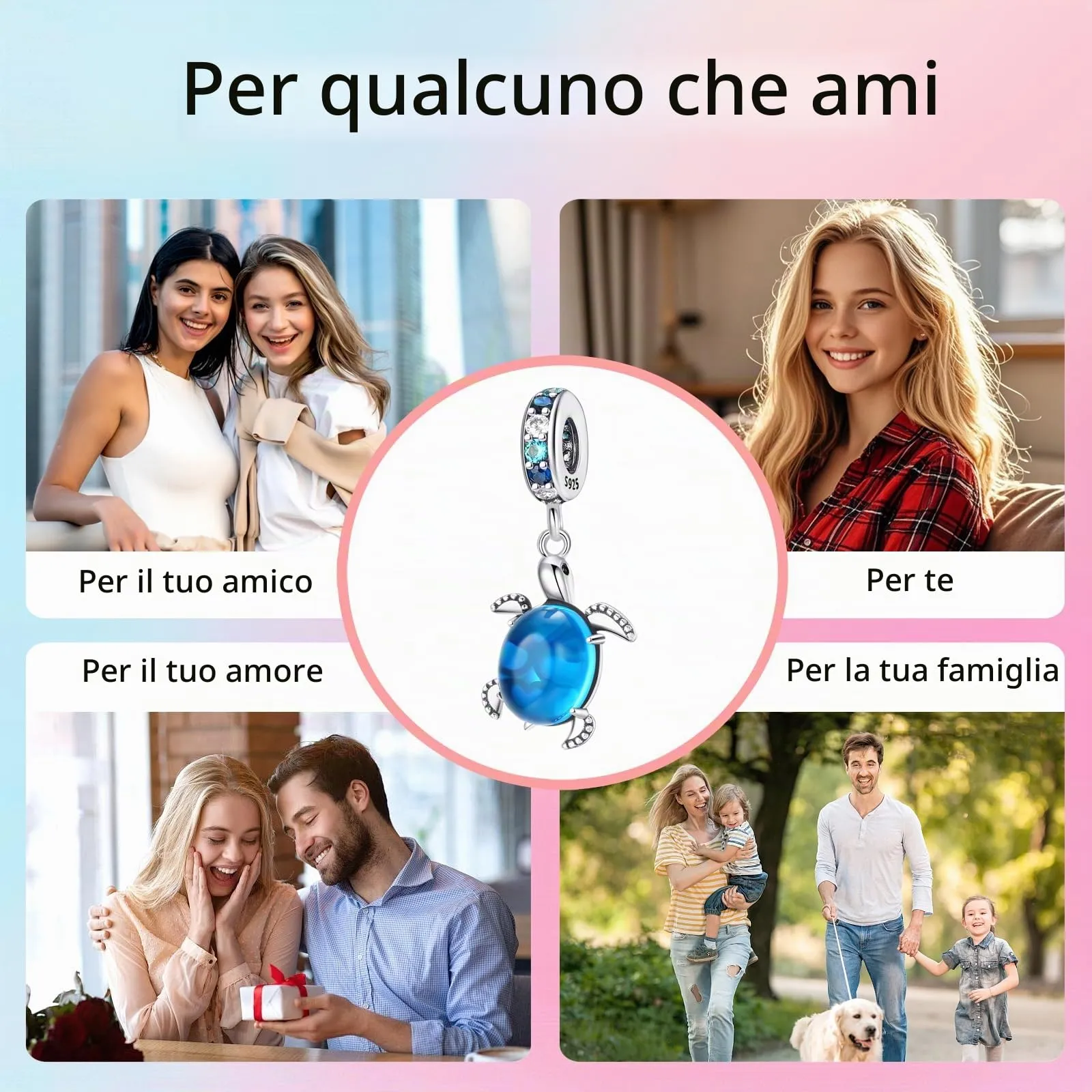 XWN Ciondolo Argento Sterling 925 con Cubic Zirconia Pendenti per Pandora Braccialetti, Compatibile con Braccialetti e Collane europei, perfetto Regali per Moglie e Ragazze - immagine 7